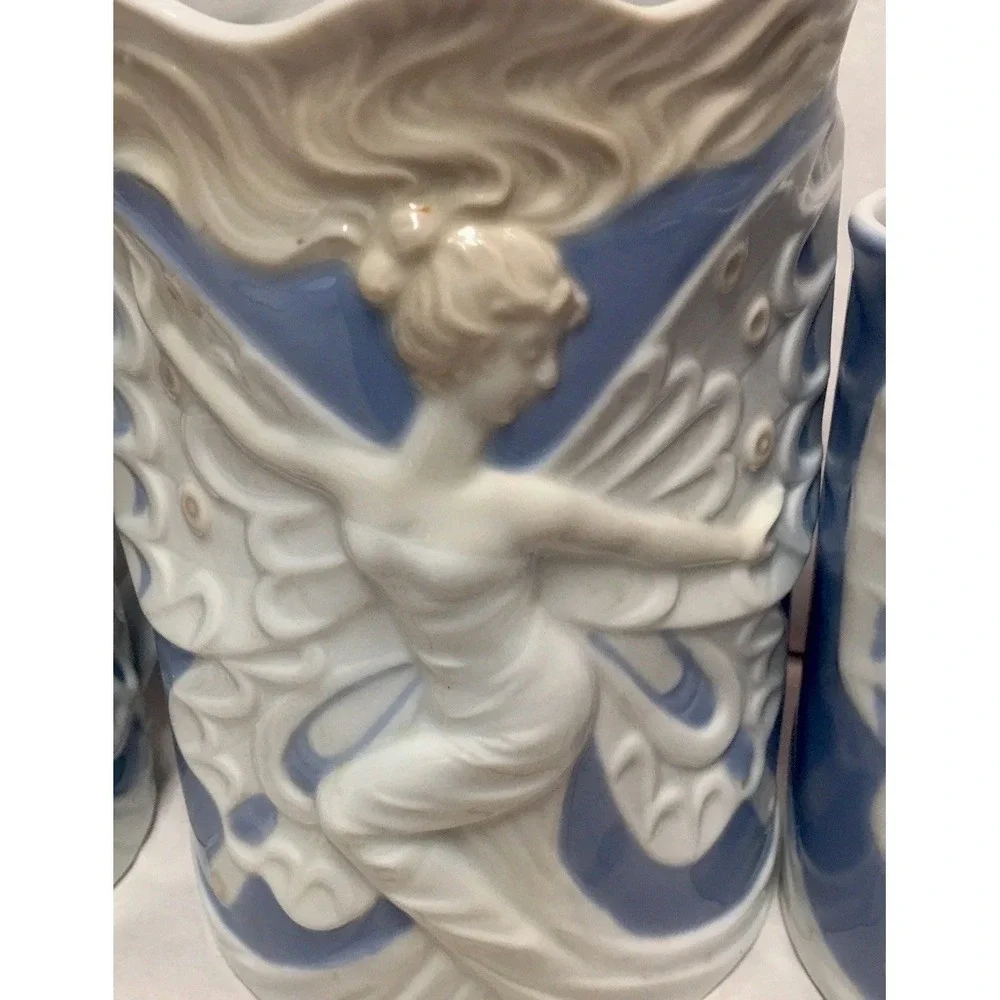 Vtg Winged Angel Fairy  Vase Fantasy Myth Theme by Dreamy Japan